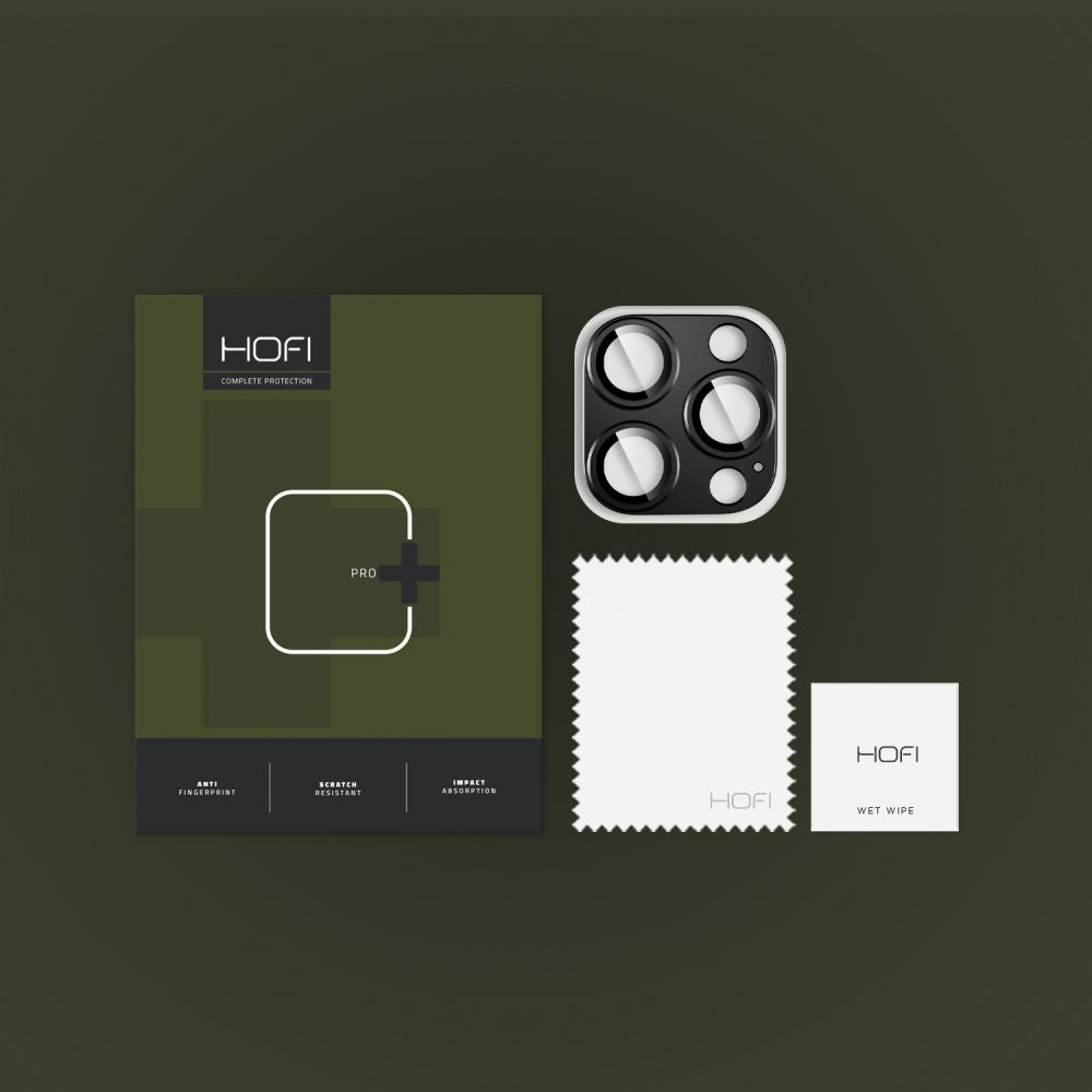 Película Protectora Cubierta Cámara Trasera HOFI Fullcam para Apple iPhone 16 Pro Max / 16 Pro, Cristal Protegido, Negro